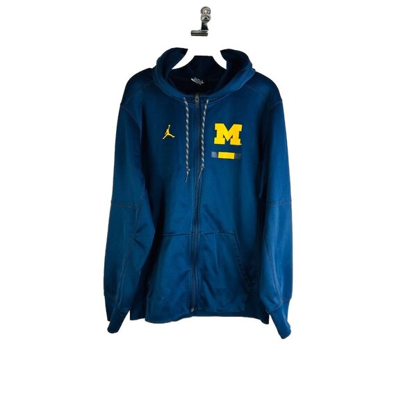 Nike Air Jordan University of Michigan Hooded Zip Sweatshirt Jacket Mens Small